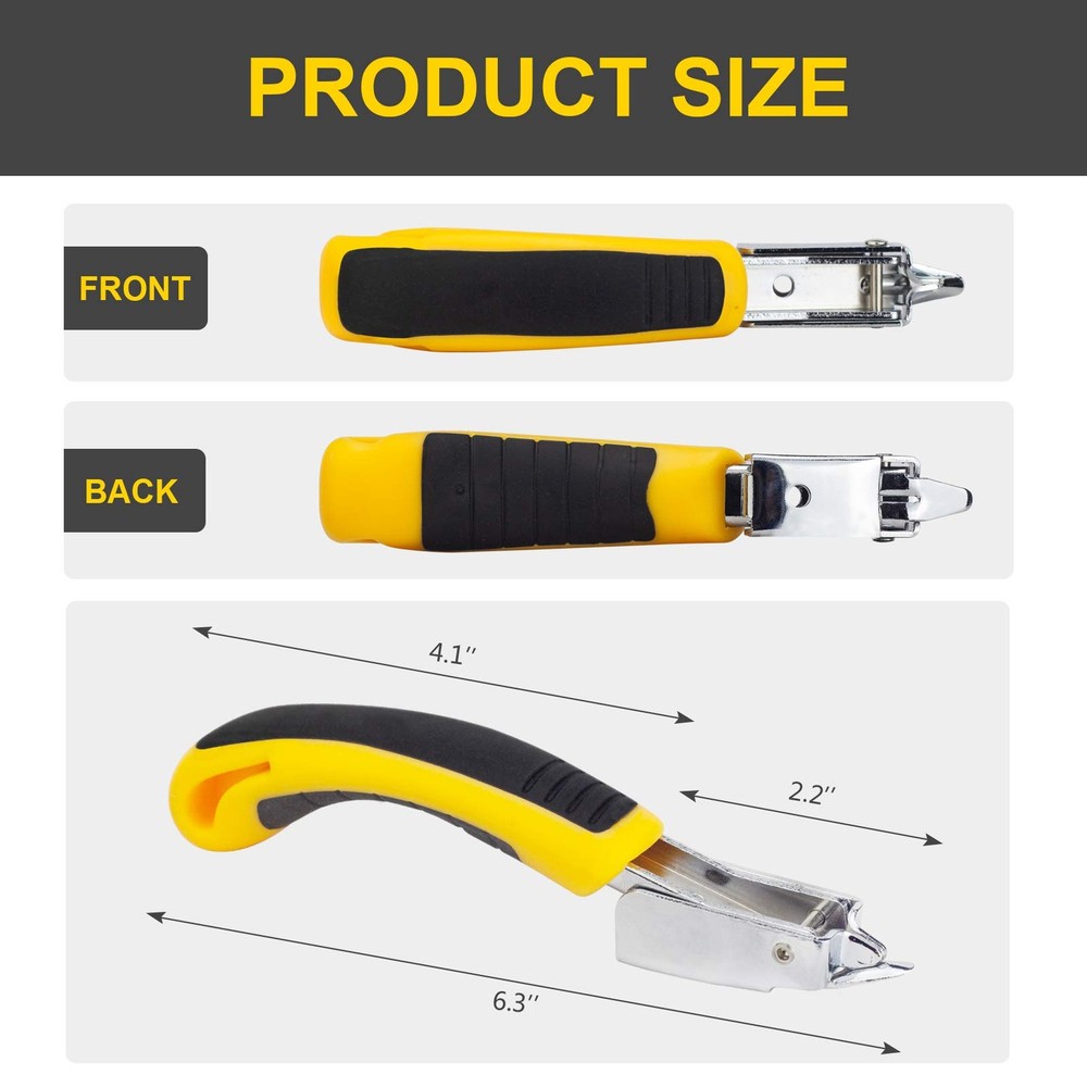 Staple Remover, Puller Tool with Ergonomic Handle, Upholstery Yellow