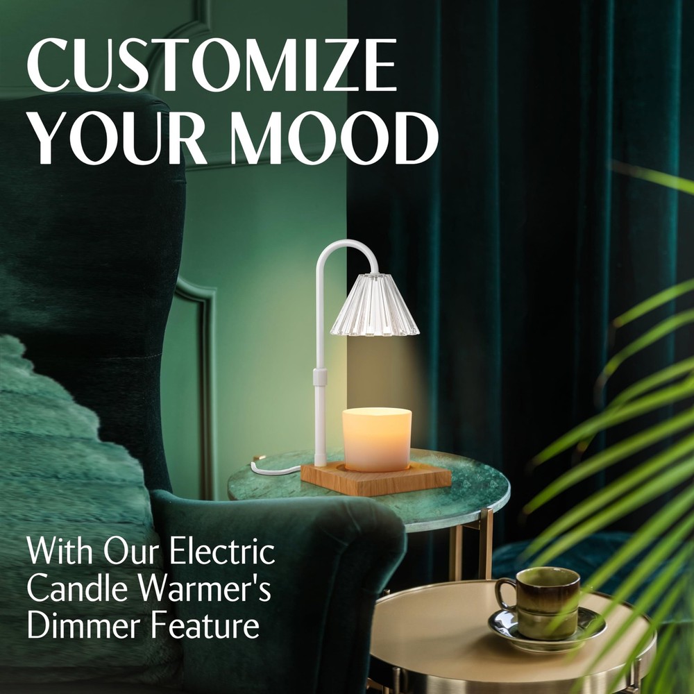 COYAL Candle Warmer Lamp with Timer and Dimmer & Includes 2 White/Glass