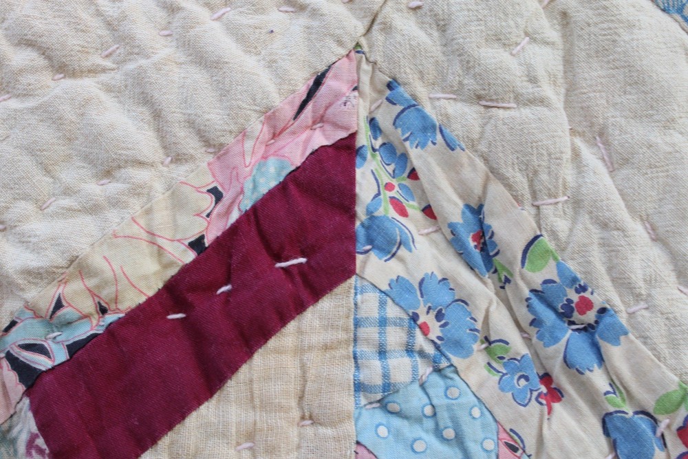 Antique Double Sided Scrap Frame Medallion Patchwork Quilt RARE