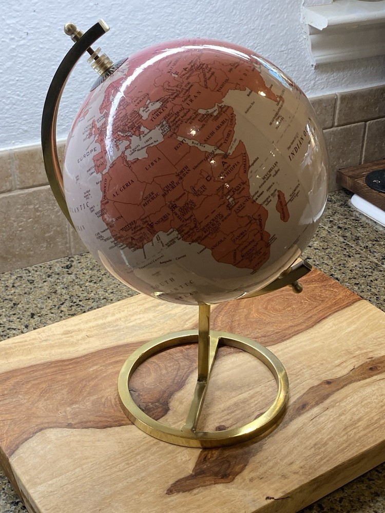 World Globe Pink With Gold Tone Solid Stand Desktop