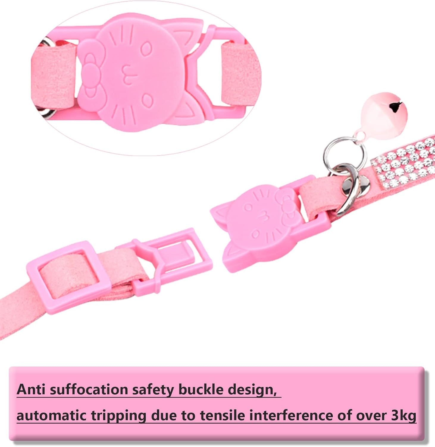 Cat Collars for Girl Cats with Rhinestone Soft Velvet,Breakaway Cat Collars with