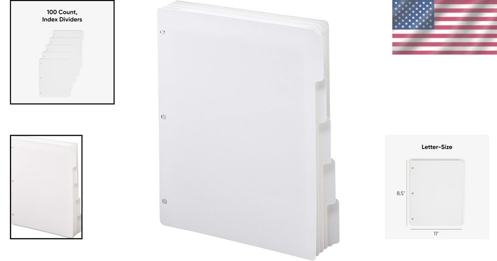 20 Sets 5-Tab White Binder Dividers
