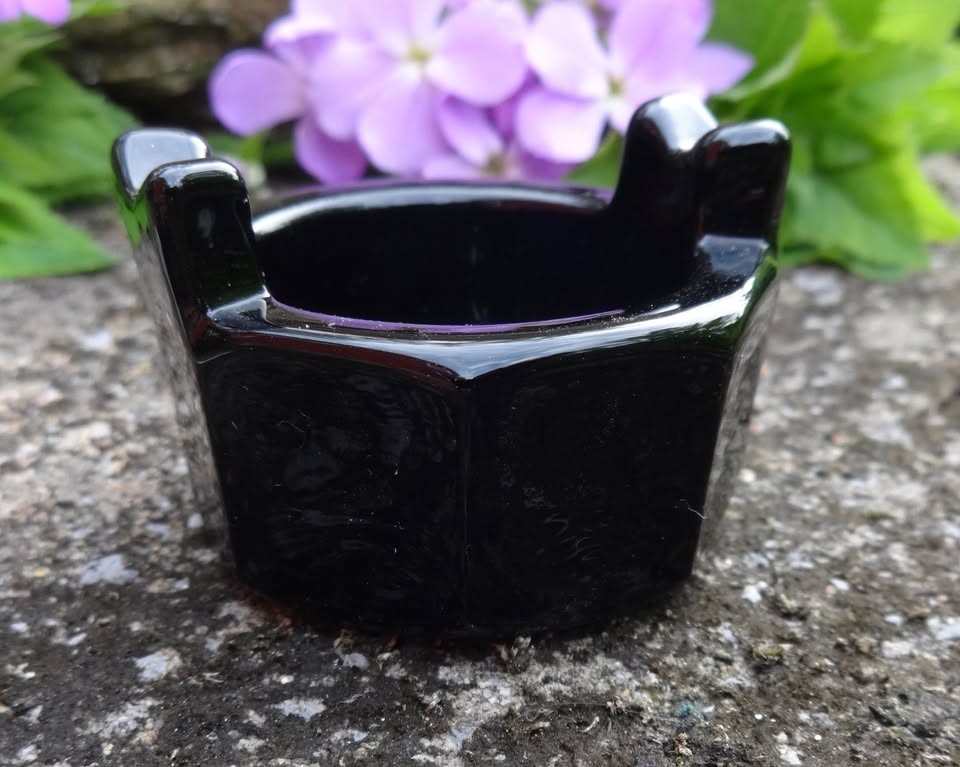 Glossy, Black Amethyst Glass TUB Open Salt Dip, Cellar, Dish!