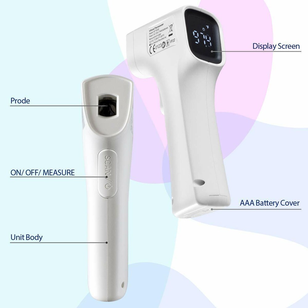 Forehead Thermometer, Non-Contact Infrared Thermometer White
