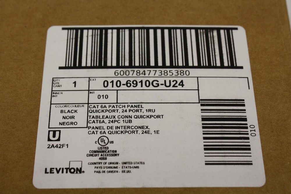 6910G U24 LEVITON EXTREME 10G PATCH PANEL 19 NEW