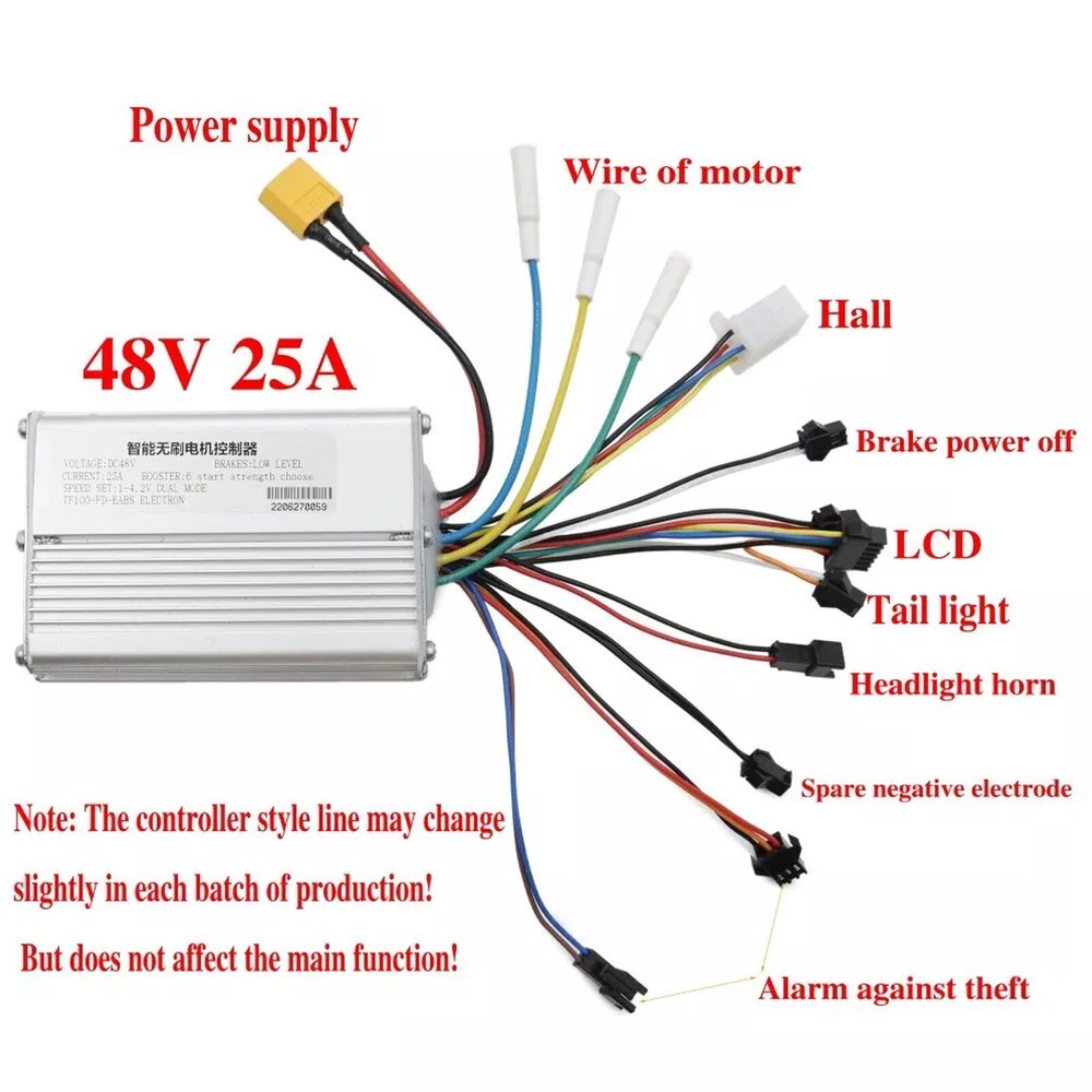 48V/25A 1200W Brushless Motor Controller For Scooter Motor Speed Controller