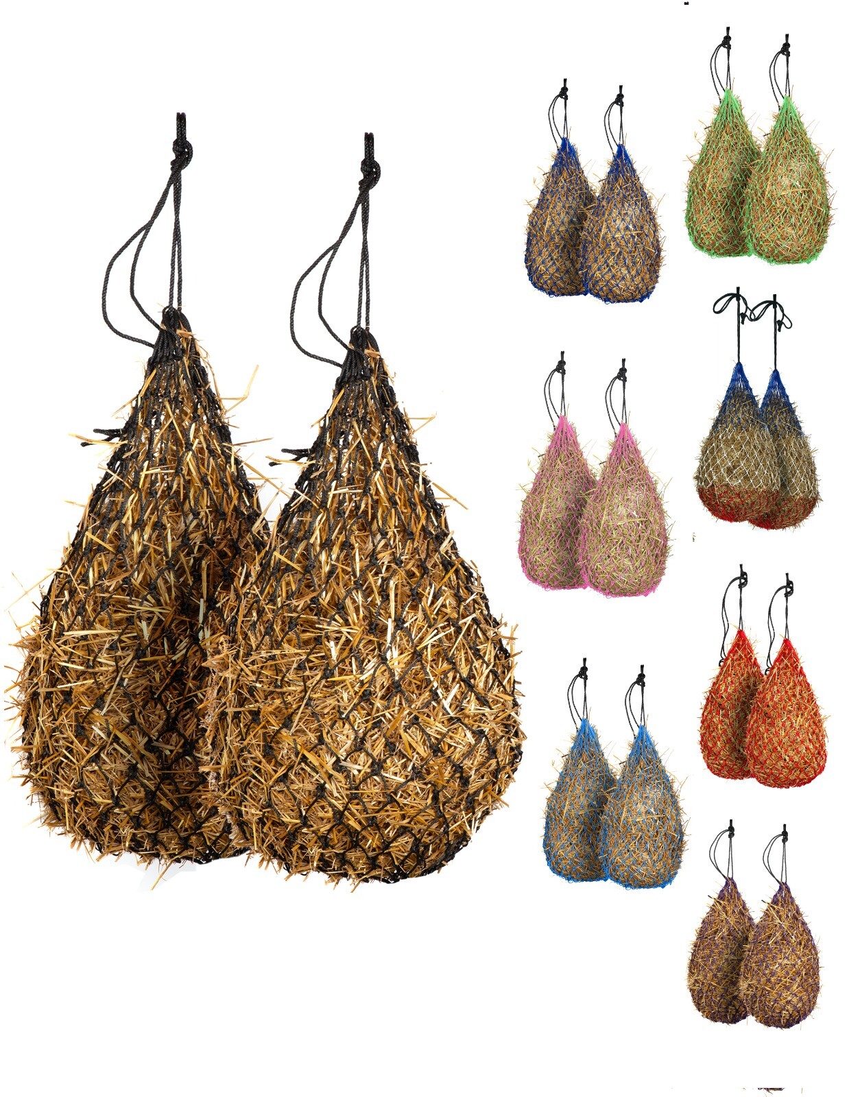 Majestic Ally 2 pcs Slow Feed 42” Hay Net with soft 2"x2" holes for Horses