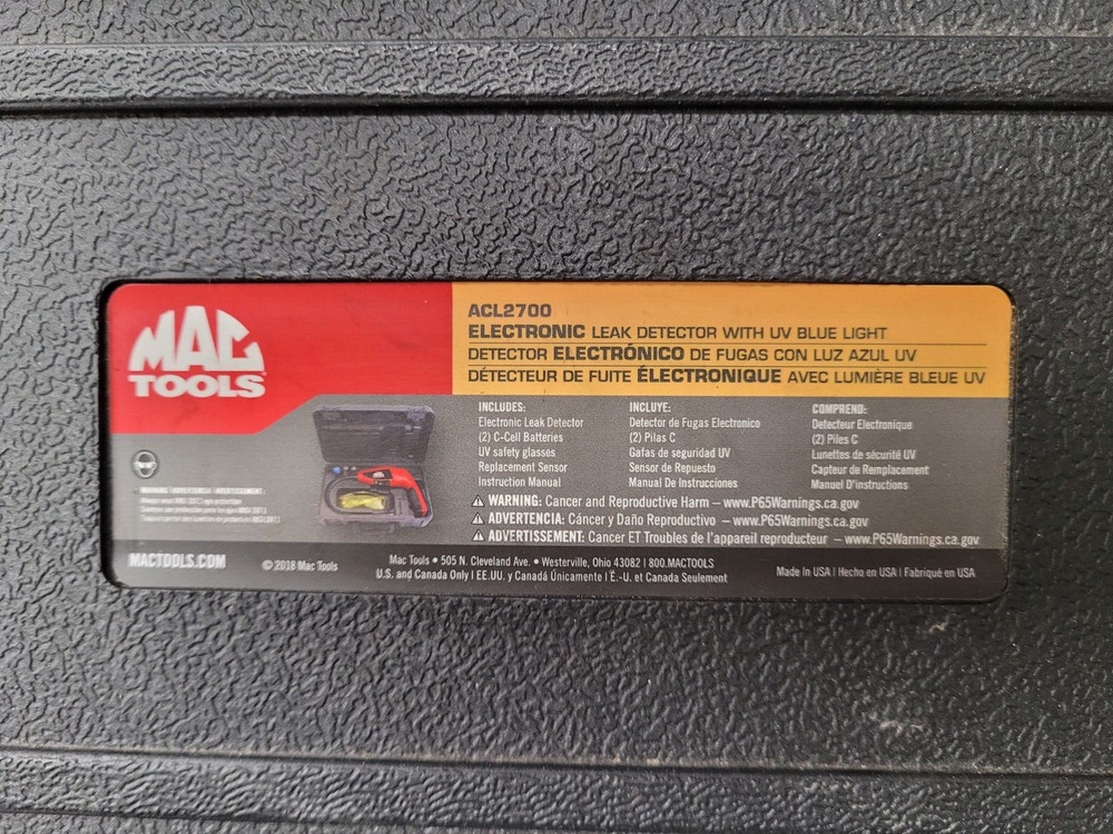Mac Tools ACL2700 Electronic Leak Detector w/ UV Blue Light