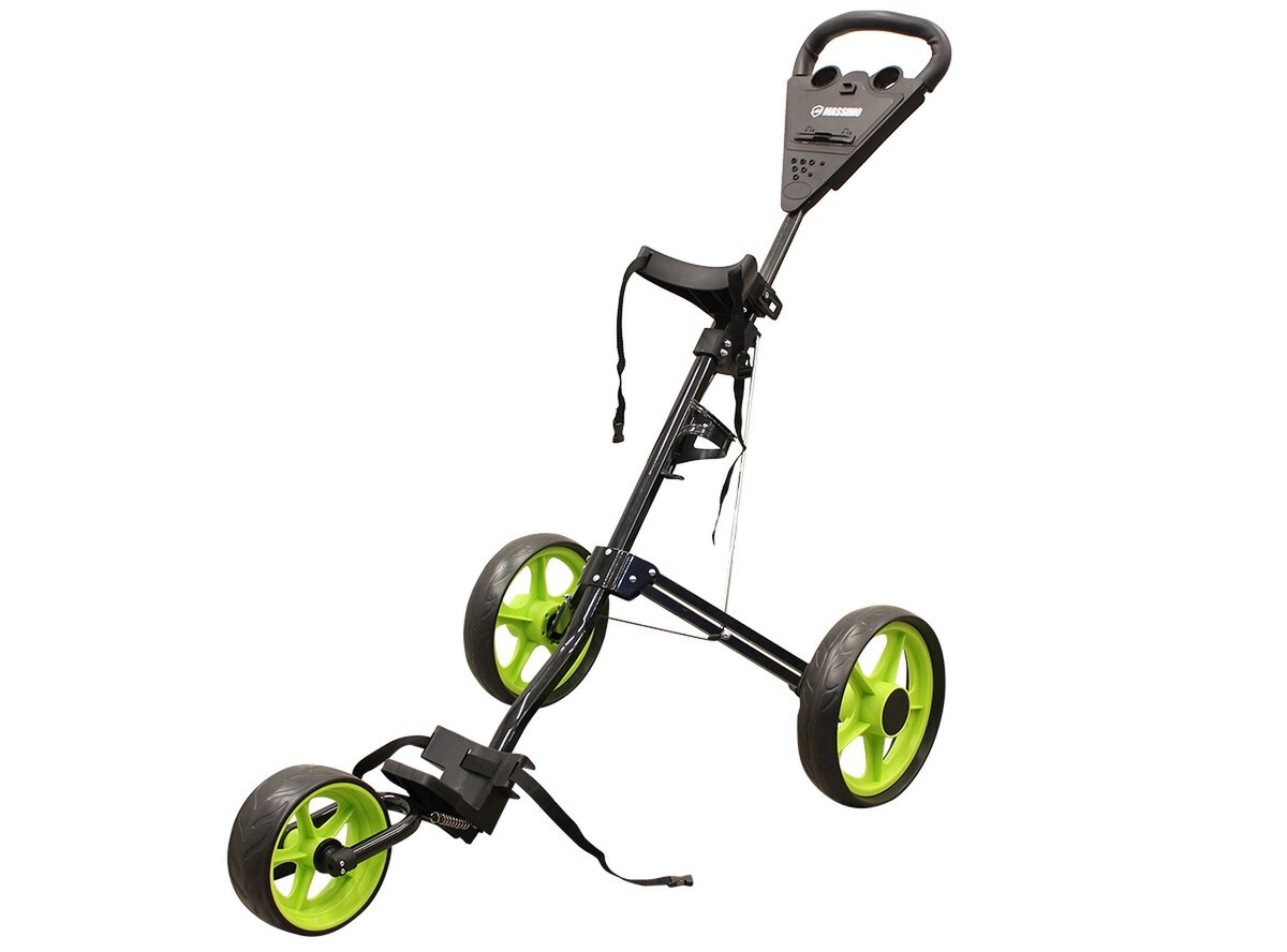 Massimo Golf Push Cart 3 Wheel Lightweight Easily Collapses Cup Holder & Storage