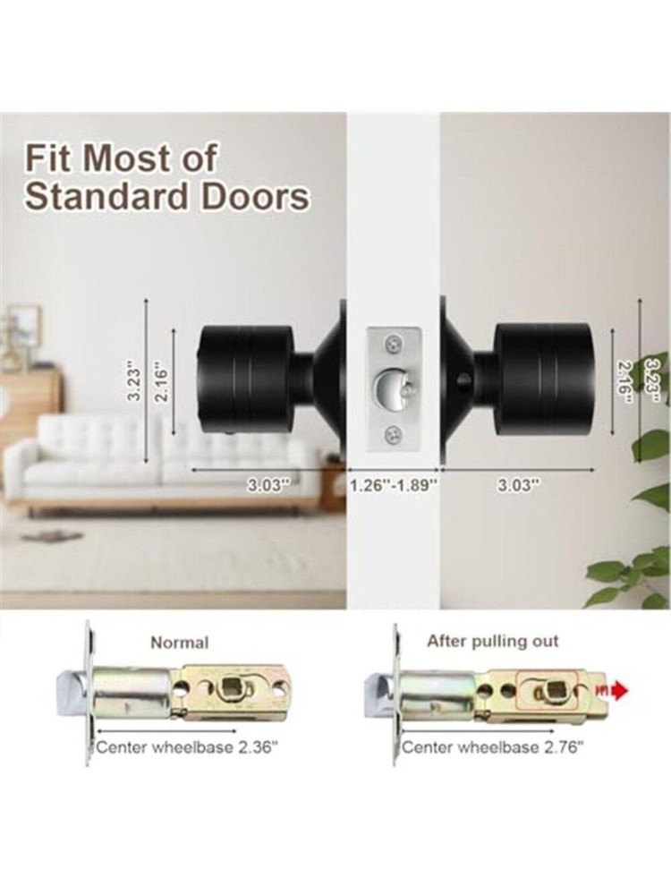 Door Knob with Keypad, Keyless Entry Door Lock, Black Electronic Code Locks