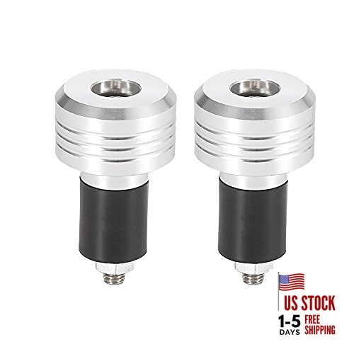 2pcs Universal 17mm Round Hand Grips Handlebar End Caps Plug Bar Silver Tone