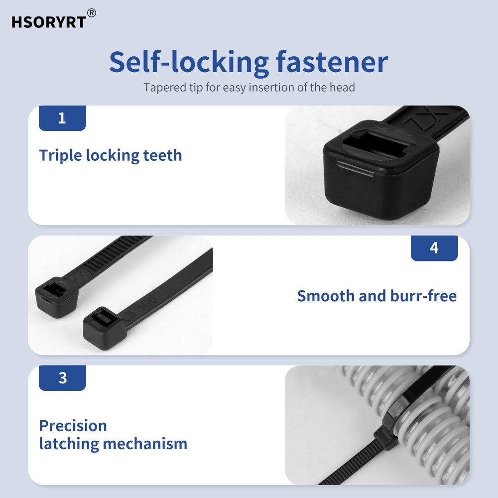 1000 Pcs 4 Inch Multipurpose Zip Ties Self Locking Small Cable Wire Ties