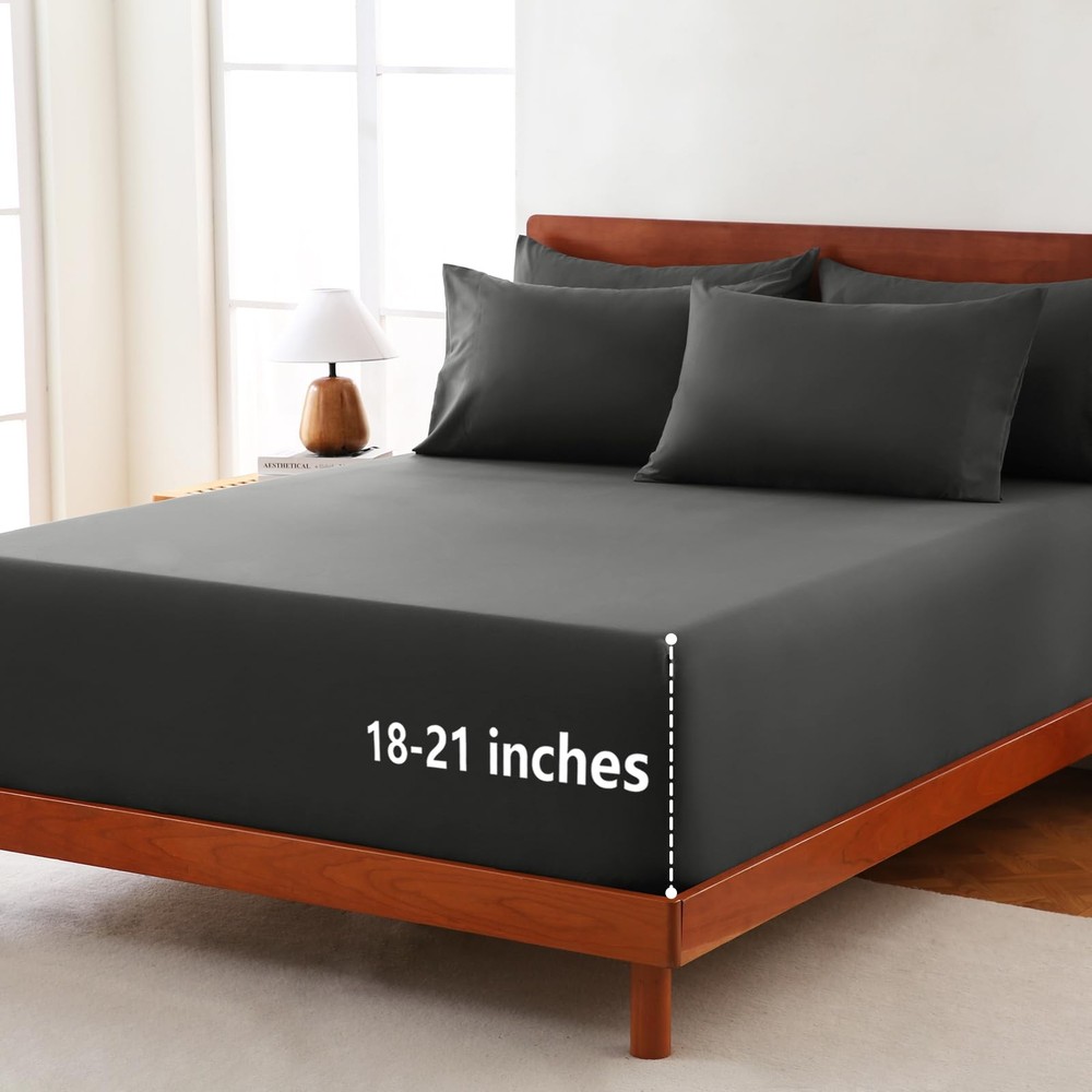 CozyLux Extra Deep Pocket Queen Sheet Set - 6 Piece Sheets Queen Size Bed Set -