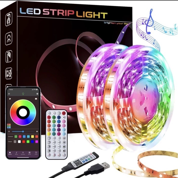 LED Light Strip Multicolor, 16ft, Remote, Voice Control Music Sync USB Powered