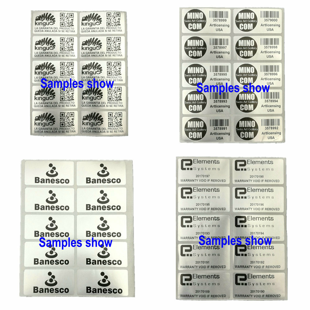 TAMPER EVIDENT 500 CUSTOM PRINTED SILVER BRIGHT VOID SECURITY LABELS 500PCS