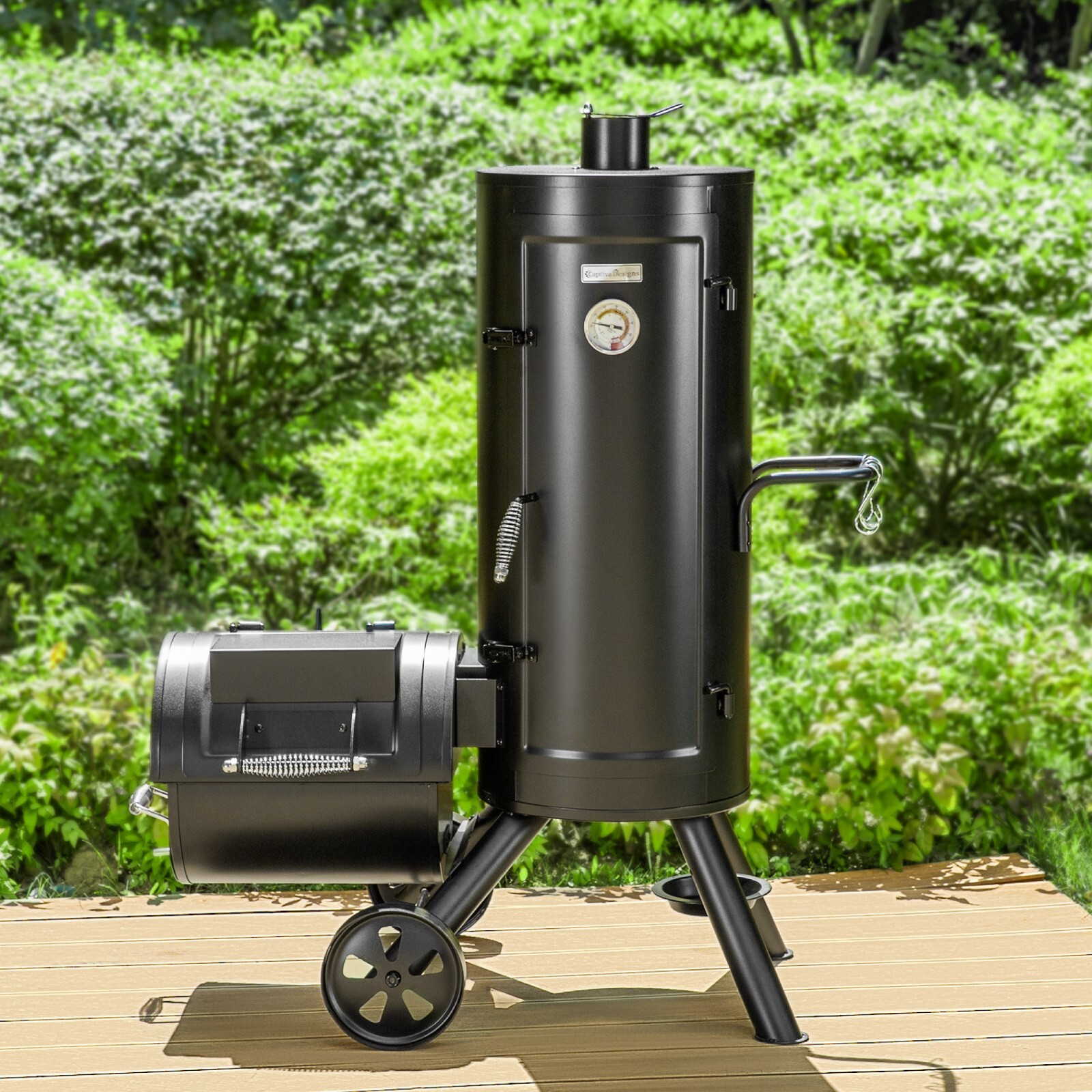 Outdoor BBQ Gill Vertical Offset Charcoal Smoker & Grill Extra Large Heavy-Duty