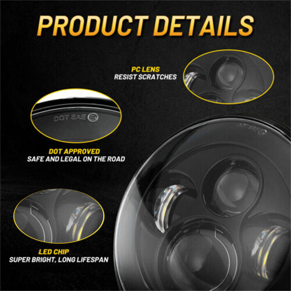 7" inch LED Headlight Hi Lo + Bracket Mounting Ring For Harley Street Glide FLHX