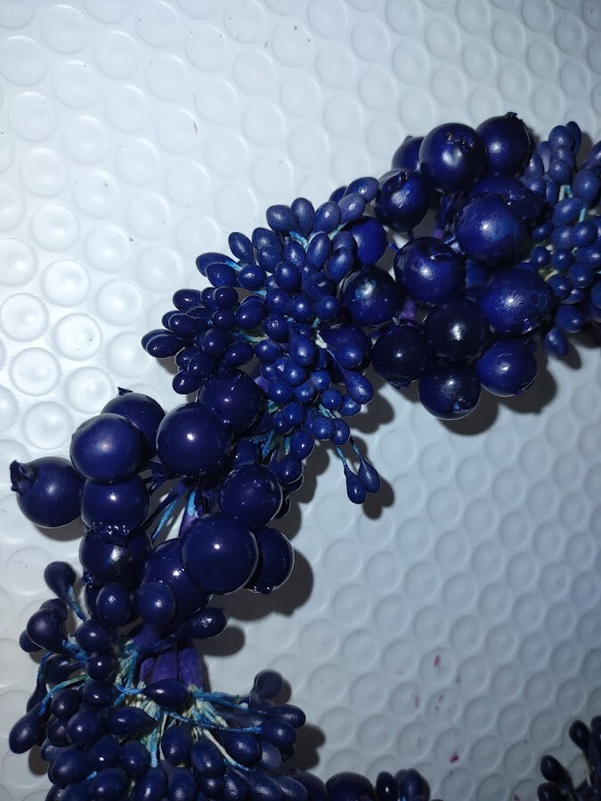 Navy BLUE beaded candle ring. For a 4.5" pillar candle