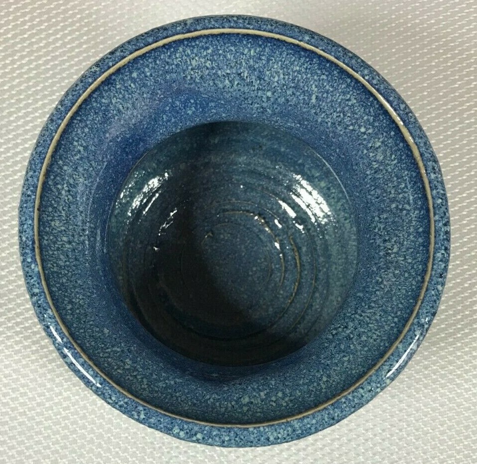 Art Studio Pottery Decorative Blue Vase Pot - Handmade & Signed Kar Thanta