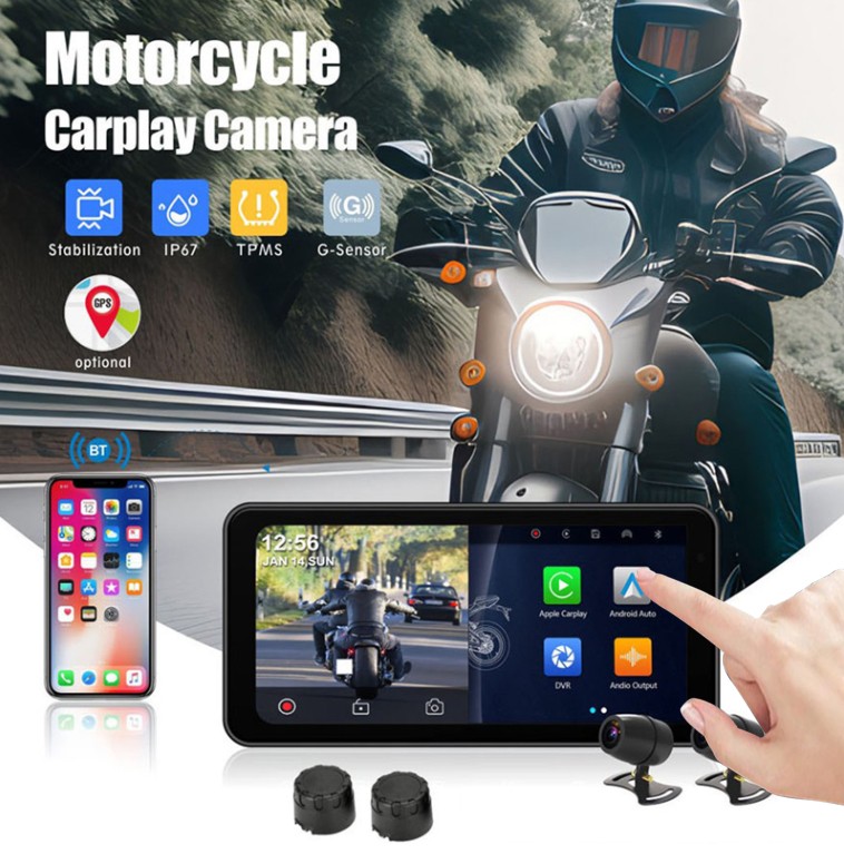 6.25" IPS Motorcycle GPS Wireless CarPlay Android Auto Navi Touch Screen IP67 BT
