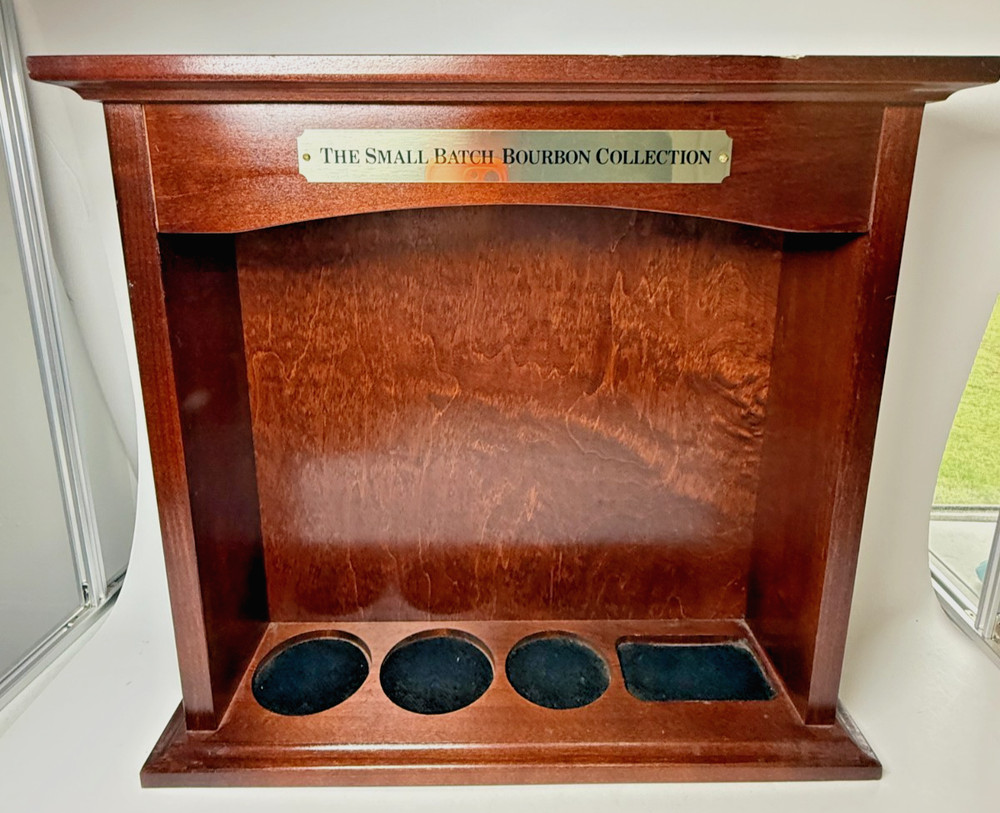 The Small Batch Bourbon Collection Wood Display Cabinet w/ Light 4 Bottle Case