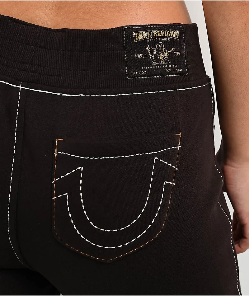 True Religion Flare Sweat Pants Joey Mid Rise Big T Black Women Size XL