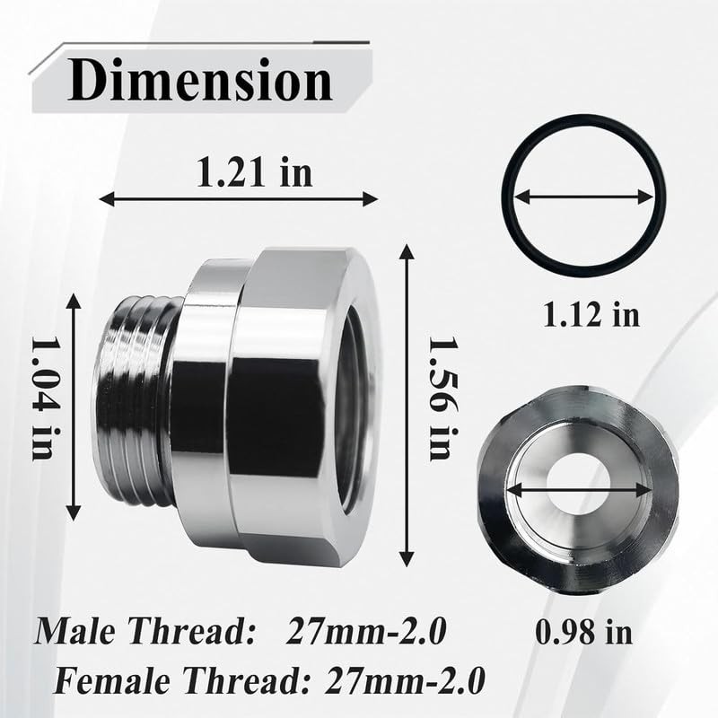 A-211 27mm-2.0 Thread Size Oil Drain Valve Adapter, Silver 1 Pack