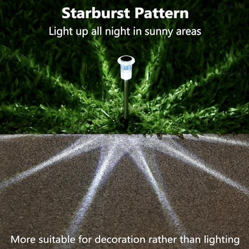Solar Lights Outdoor 10 Pack Waterproof 6000K Cold White LED Cold 10Pack