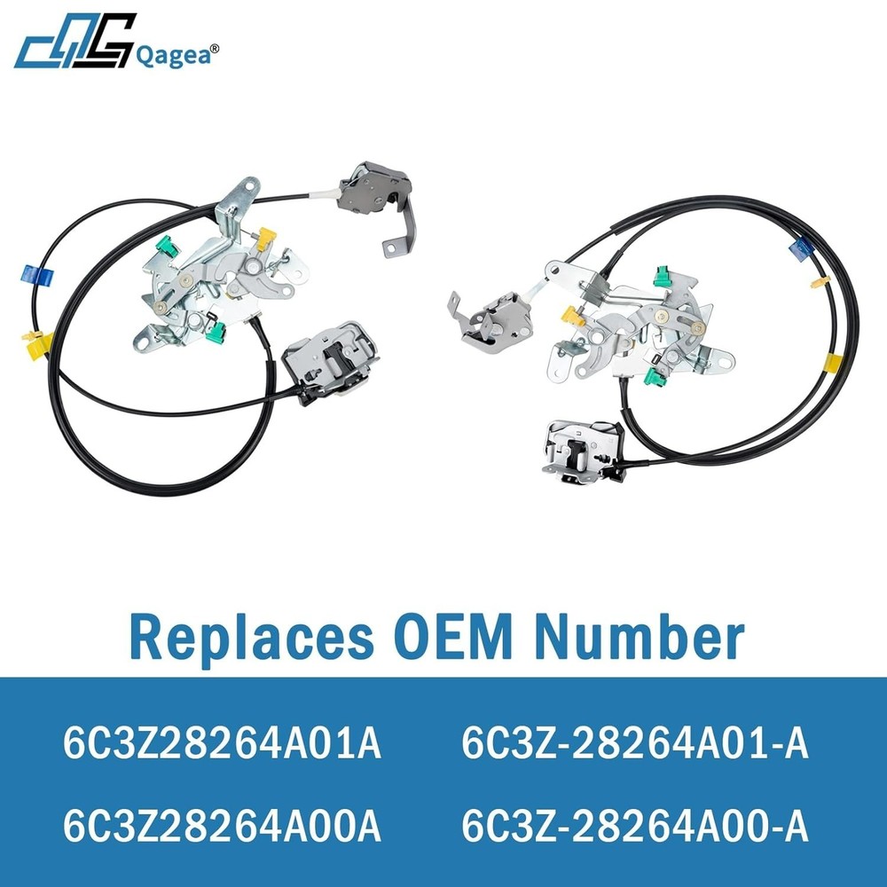 Rear Door Lock Latch & Cable - Left Driver & Right Passenger Side - Replacement