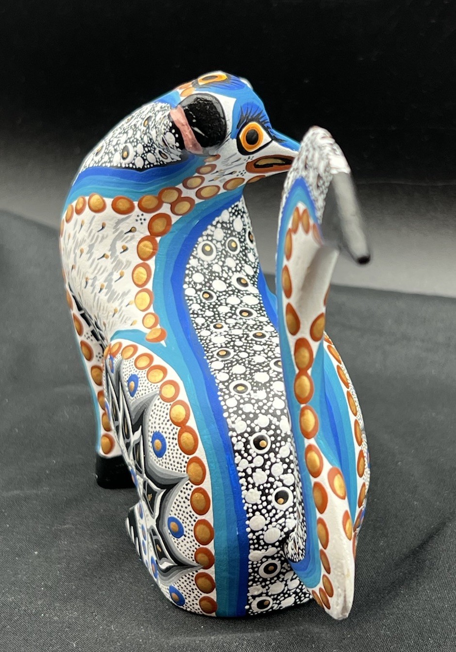 Alebrije Wooden Coyote Sculpture Painted By Margarita & Gabriela Sosa 4.5” X 6”