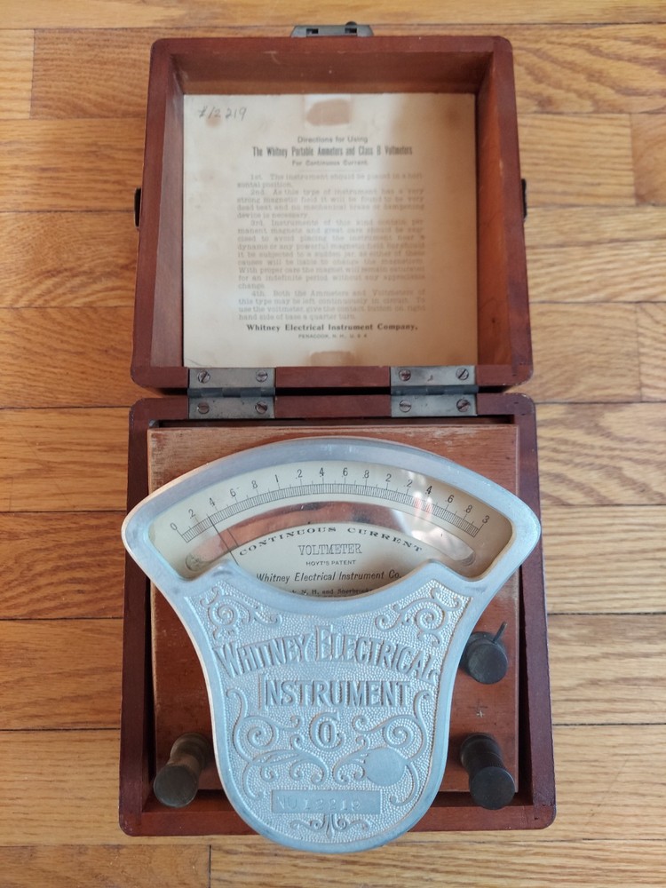 1920's Whitney Electrical Instrument: Continuous Current Voltmeter - Fast Ship