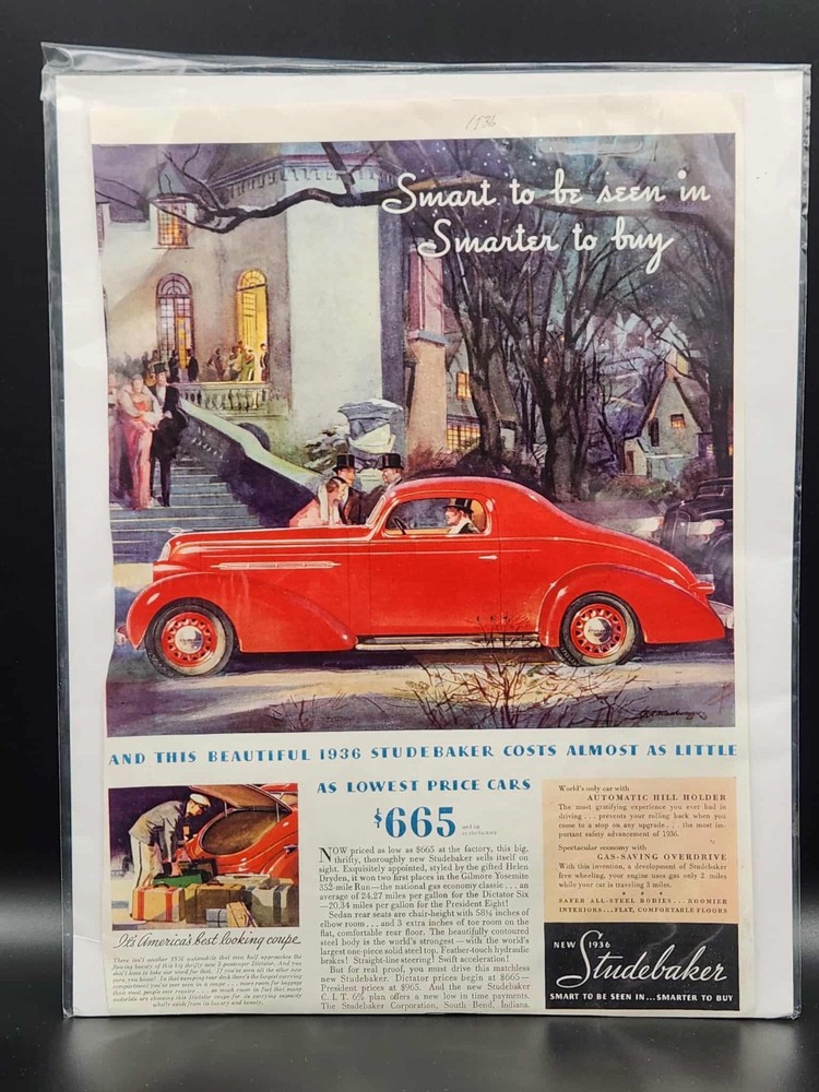 1936 Original Esquire Ad 1936 Studebaker