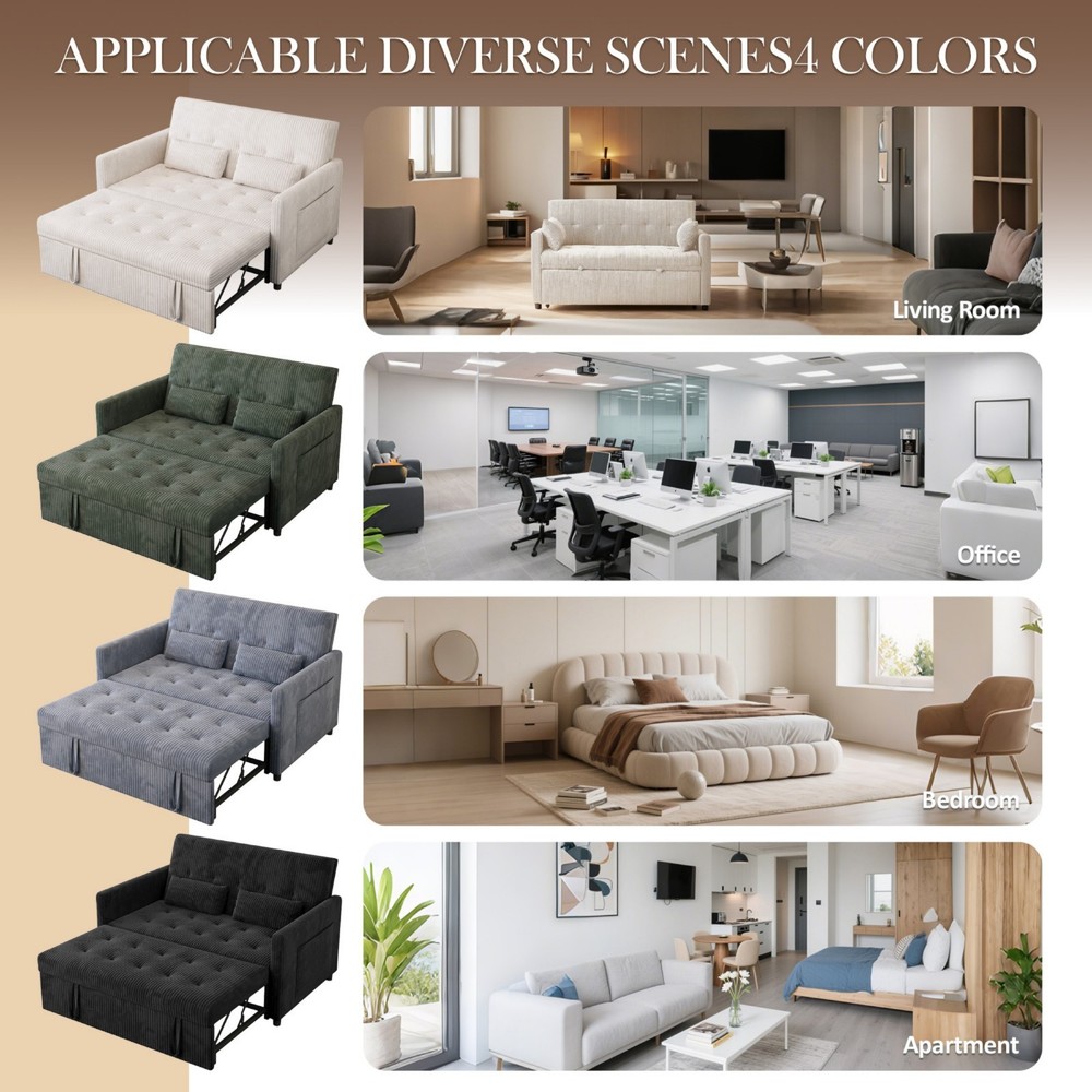 53" Loveseat Sleeper Sofa w/Pull Out Bed,Convertible Small Couch for Living Room
