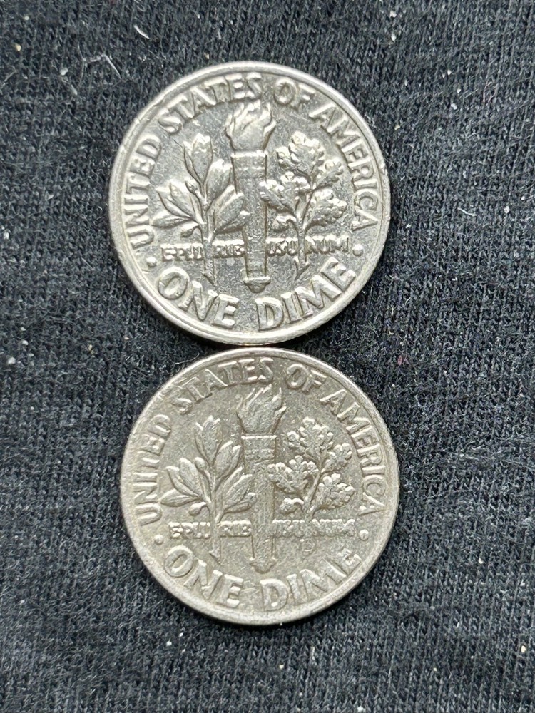 1985 P & D ROOSEVELT DIMES 2 COIN SET