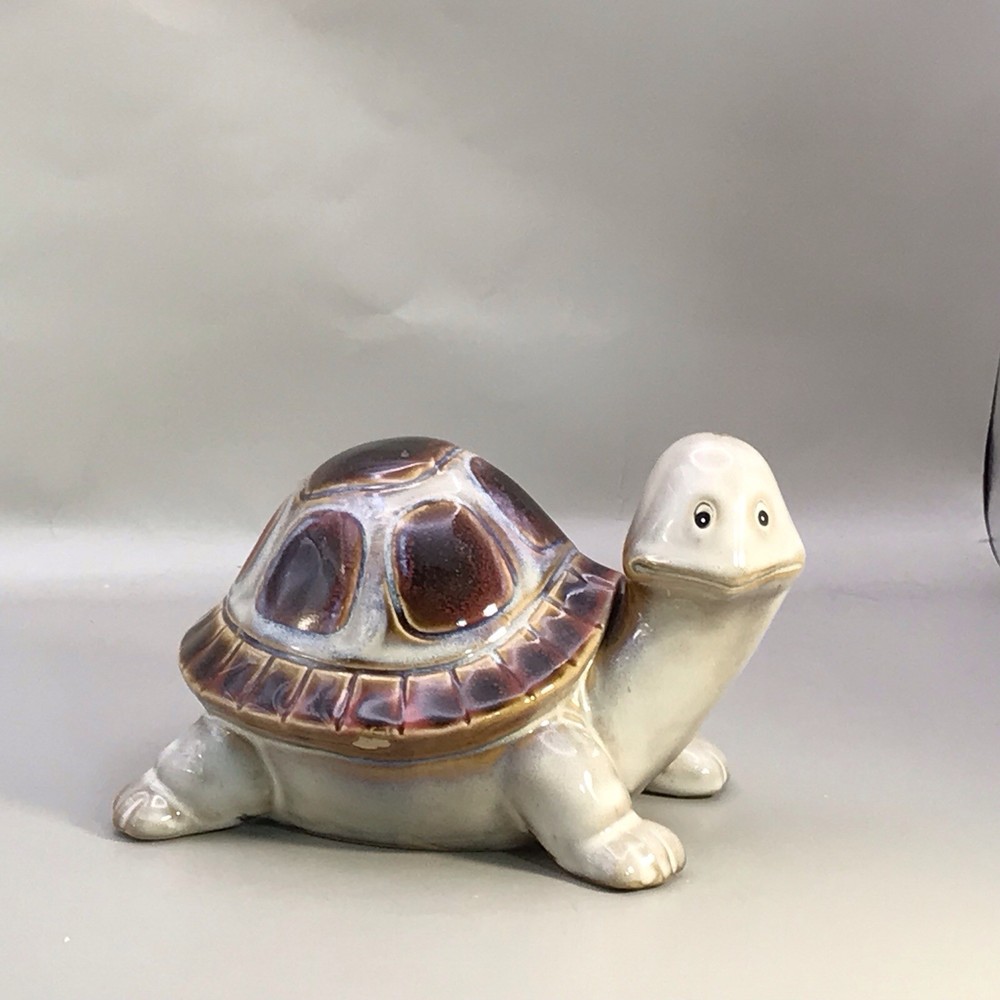 Ceramic Turtle Figurine Green With Beautiful Shell 5” X 4”