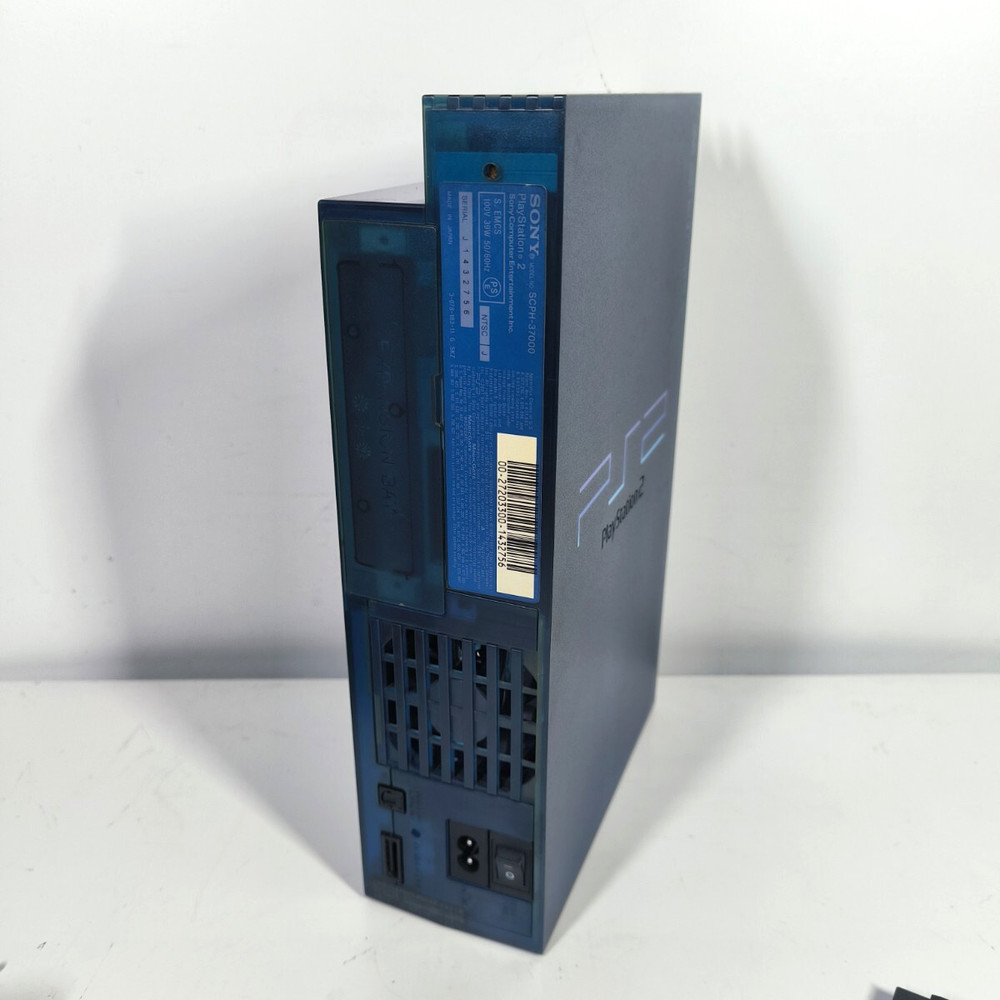 SONY PlayStation 2 SCPH-37000 Ocean Blue Console Tested w/ Two Controllers,Cable