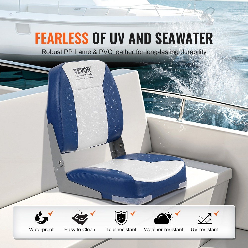 Robust 18.9in Boat Seat Low Back Fold-Down for Sightseeing Crafts