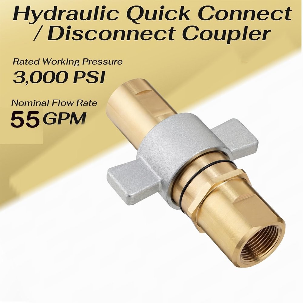 NEW 1" NPT Wet-Line Wing Nut Hydraulic Quick Disconnect Coupler / Coupling Set