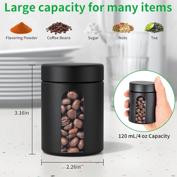 Glass Storage Jar (4 Oz), 2 Pack Premium Smell Proof Visual Container with Child