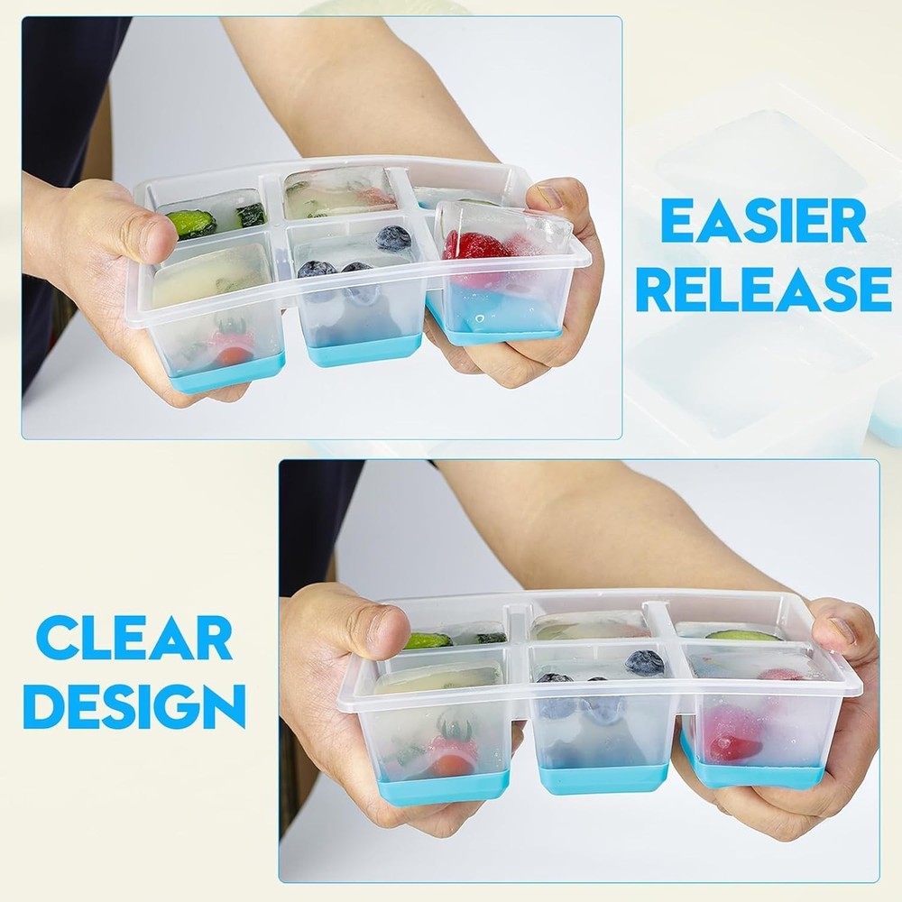 Extra Large Ice Cube Trays with Easy Release Bottom and Dishwasher Safe Features