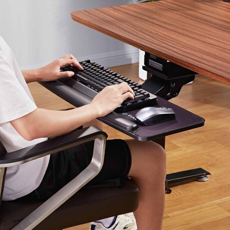 Adjustable Height And Angle Keyboard Tray Under Desk Holder For Office Work