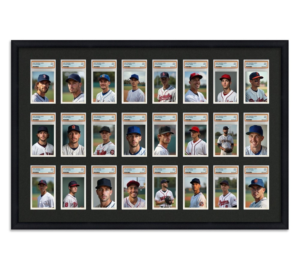 PSA Graded Card Frame Display Holds (24) Slabs Baseball, UV Protection (optional