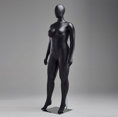 Female Plus Size Matt Black Plastic Unbreakable Mannequin Display #PS-FPLUSEGB