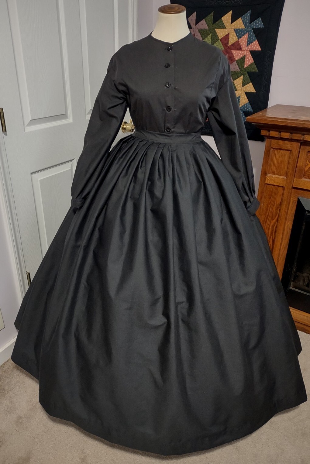CIVIL WAR DRESS~VICTORIAN STYLE- CUSTOM BLACK MORNING HOOP SHIRT AND BLOUSE SET