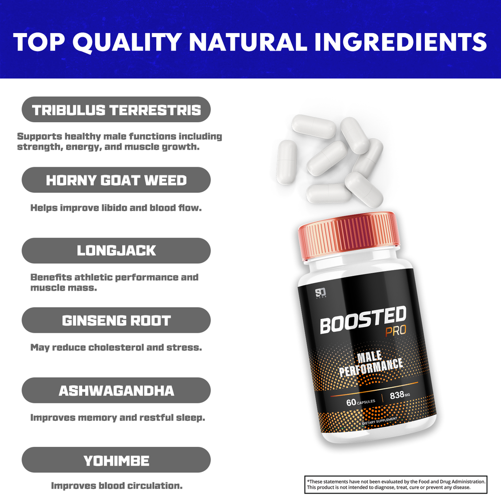 (3 Pack) Boosted Pro Male Performance Capsules, Boosted Pro Men (180 Capsules)