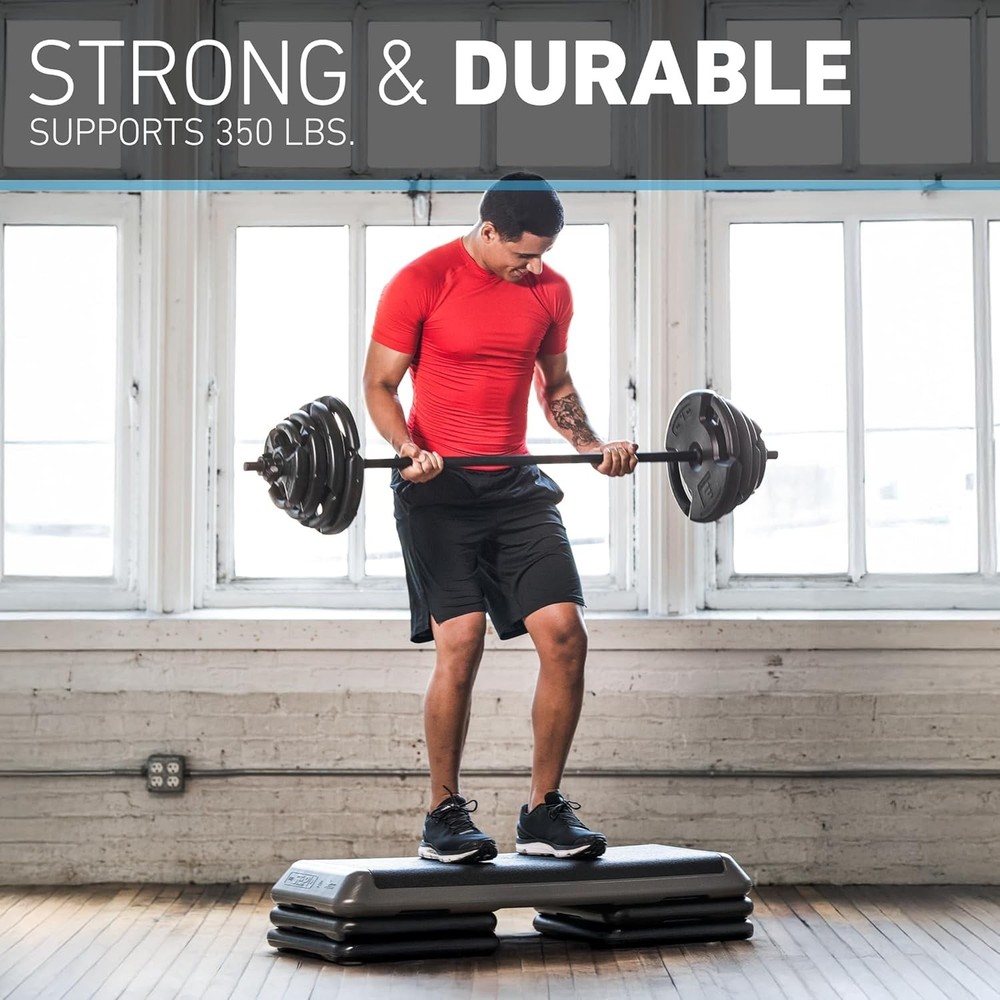 The STEP Aerobic Platform with 4 Adjustable Risers for Home Workouts