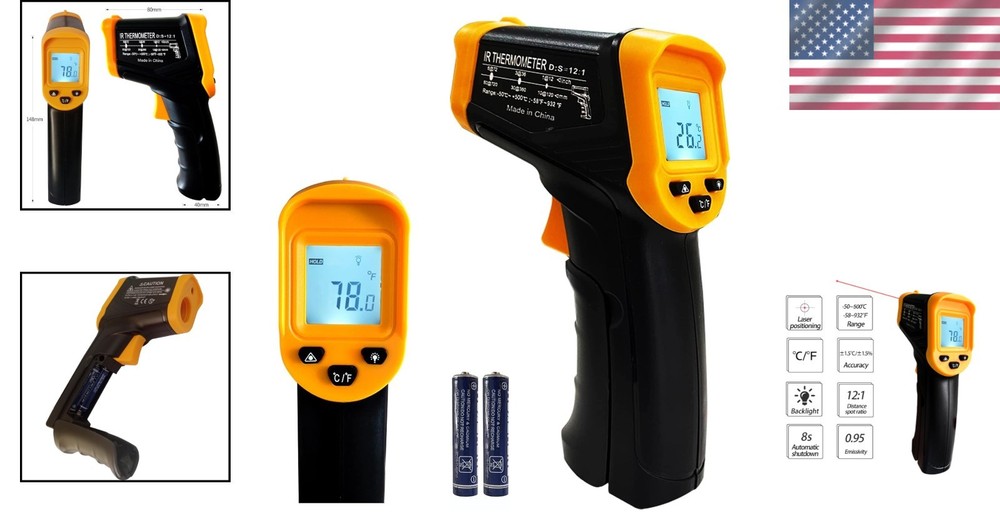 Versatile Infrared Thermometer Gun with Backlight - Perfect for BBQ & More