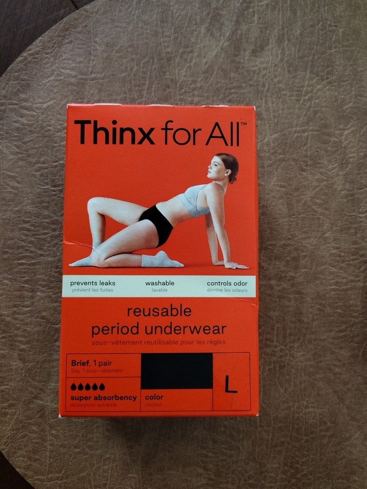 Thinx For All Period Underwear, Womens Reusable, Super Absorbency, Black Large