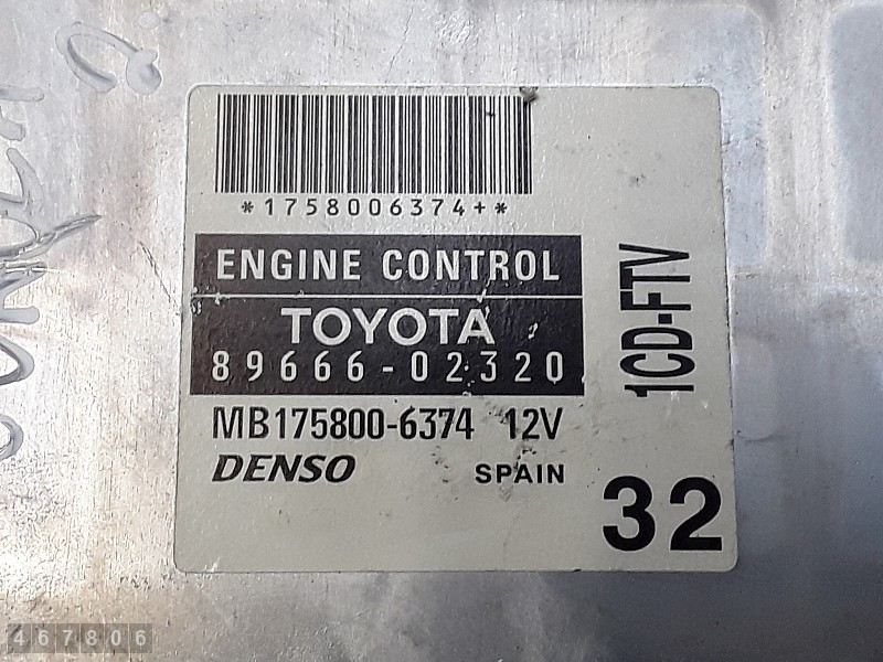 2003 TOYOTA COROLLA ECU CONTROL UNIT 2000D4D 8966602320