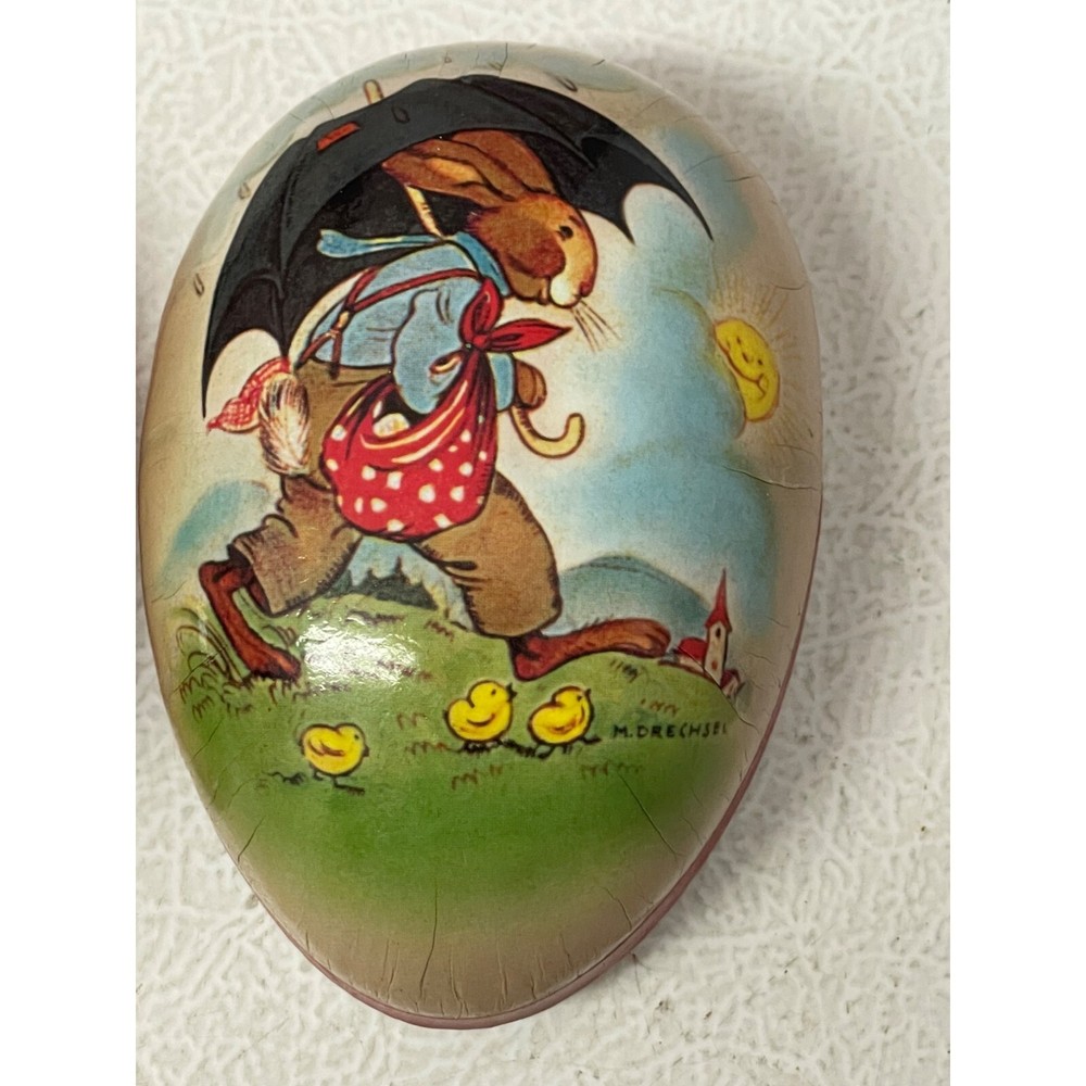 Vintage German Easter Egg Rabbit & Chicks Design by M. Drechsel Germany
